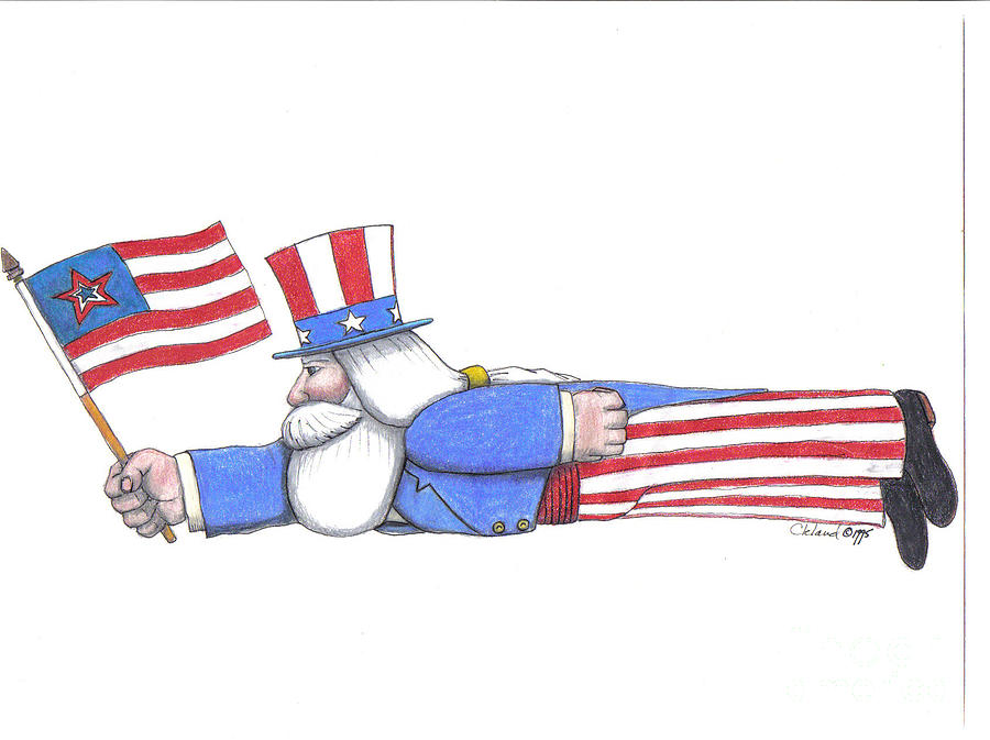 Flying Patriot Drawing by David Cleland Fine Art America