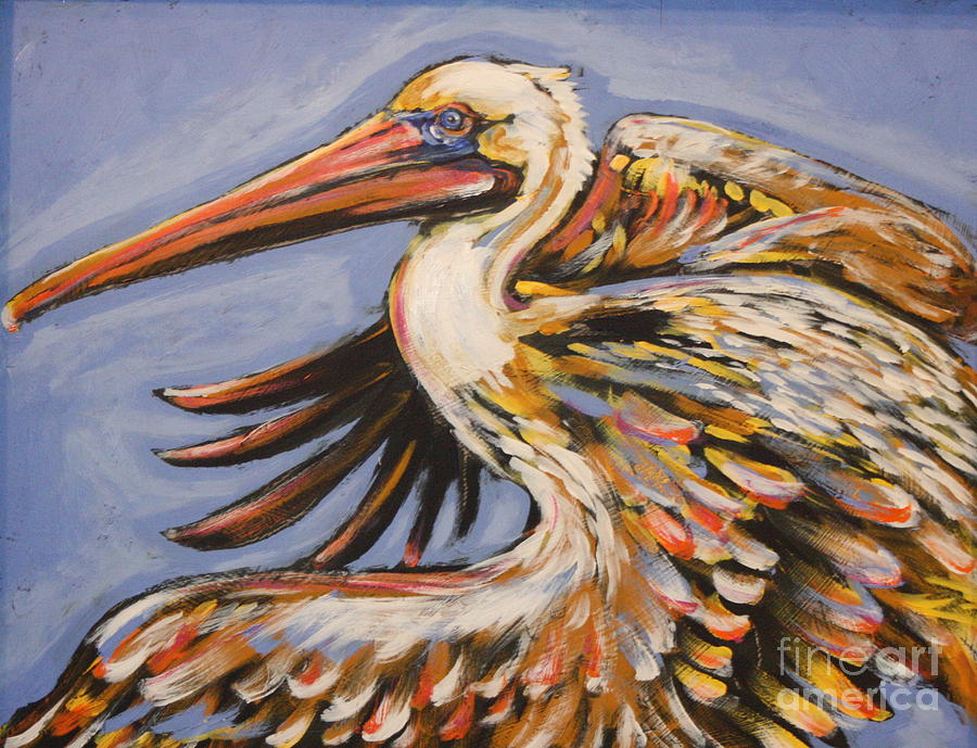 Flying Pelican Painting - Flying Pelican by Tami Curtis 