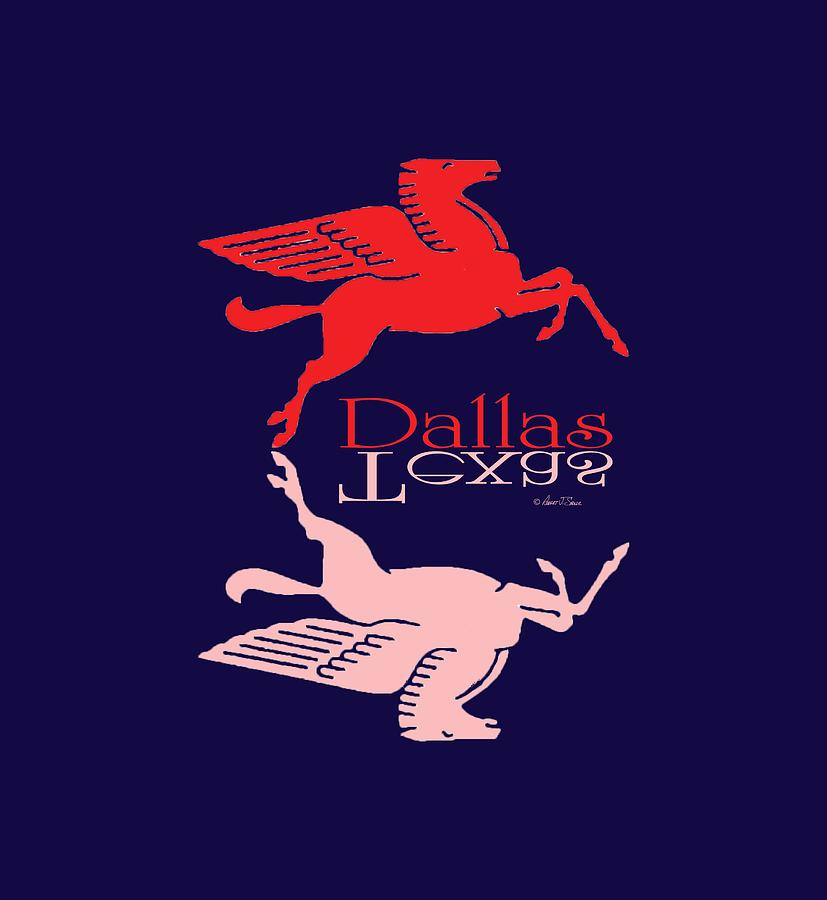 Flying Red Horse Dallas Texas Reflection T-Shirt Digital Art by Robert J Sadler