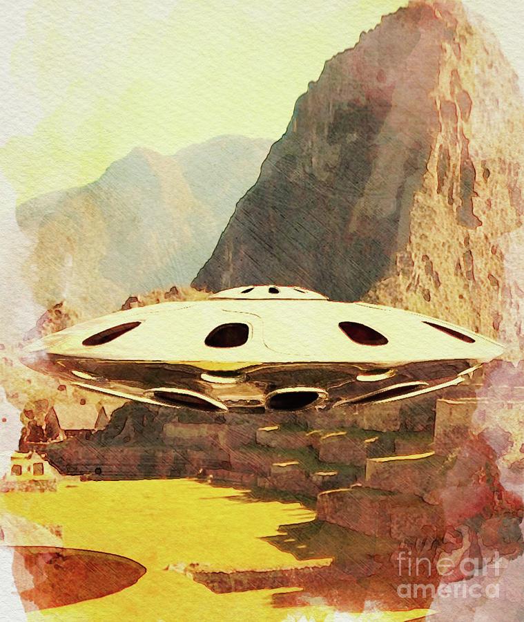 Flying Saucer - Machu Picchu Painting