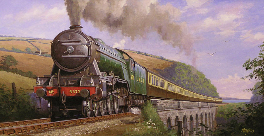 Train Painting - Flying Scotsman at Torbay. by Mike Jeffries