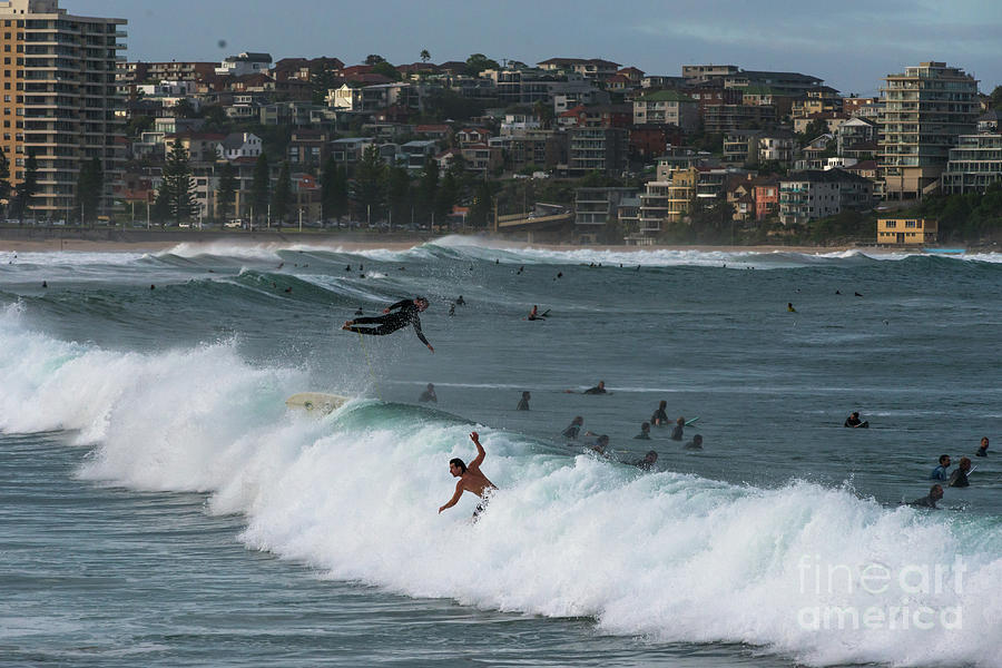 Flying surfer at Manly Photograph by Andrew Michael