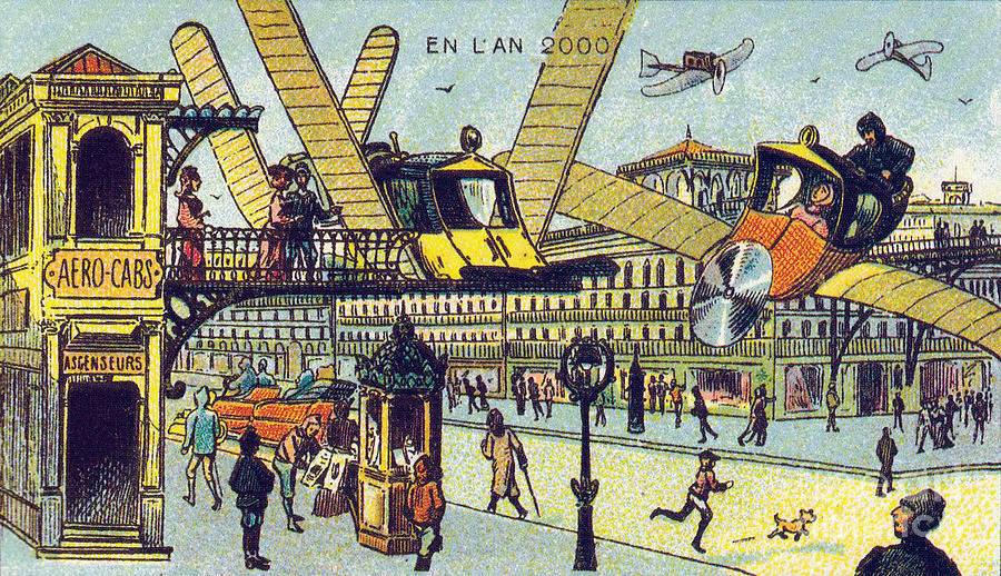 Flying Taxicabs, 1900s French Postcard Photograph by Science Source