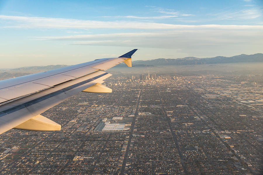 Flying to L A - Southern California Sprawling Metropolis from a Plane Photograph by Georgia Mizuleva