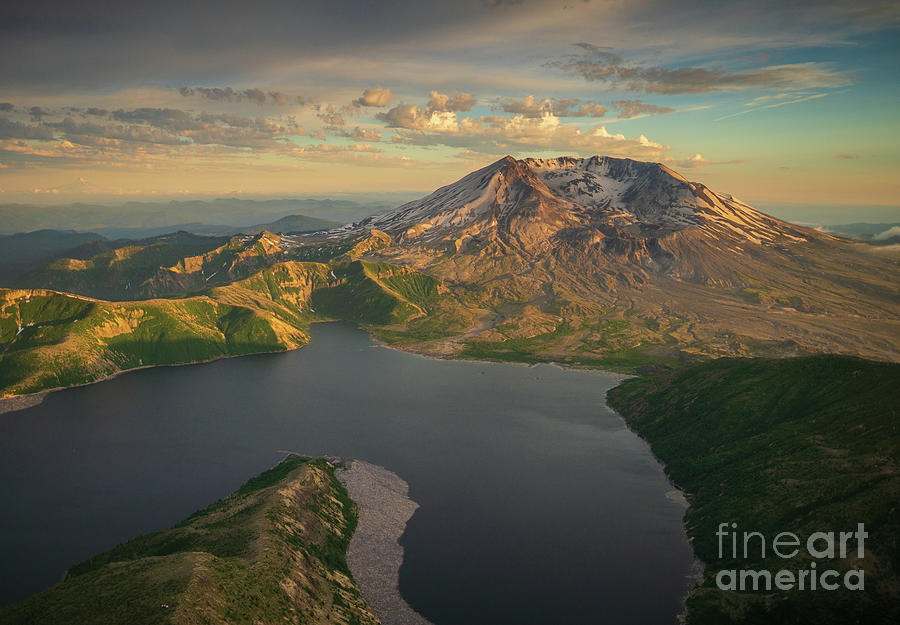 Flying to Mount St Helens Over Spirit Lake Photograph by Mike Reid