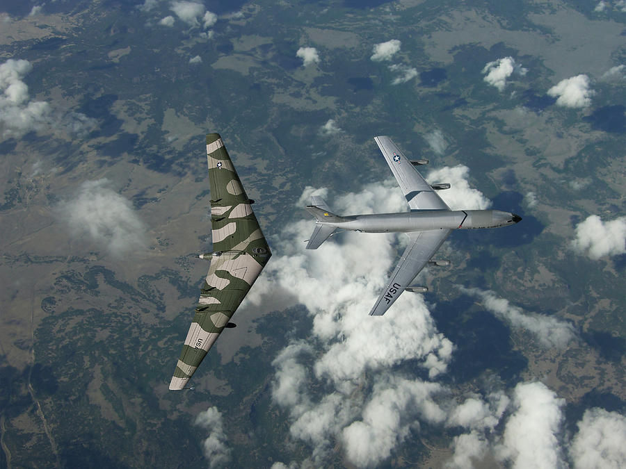Northrop Flying Wing Takes on Fuel Digital Art by Erik Simonsen