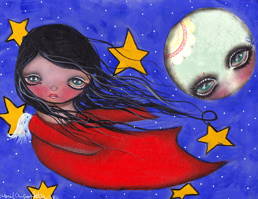 Fairy Painting - Flying with the Moon by Abril Andrade