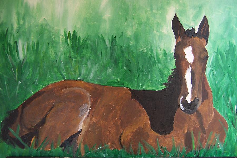 Foal Painting by Krista Ouellette
