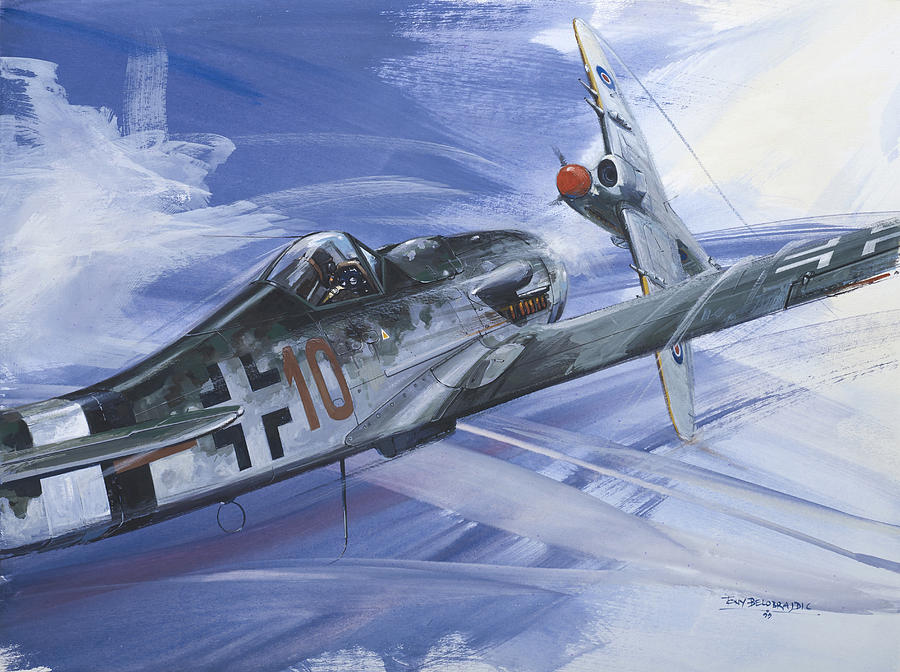 Focke Wulf 190 D9 Painting by Tony Belobrajdic
