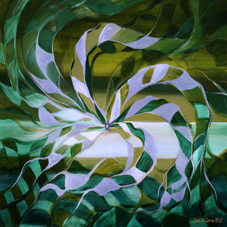 Focus - Abstract in Green and Yellow Painting by Gina De Gorna
