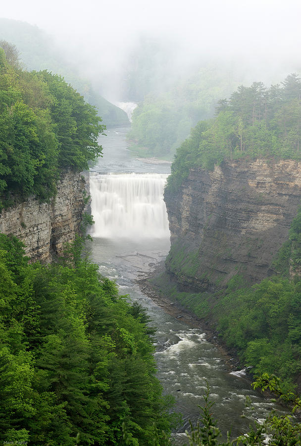Fog At Middle Falls Photograph by Mark Papke