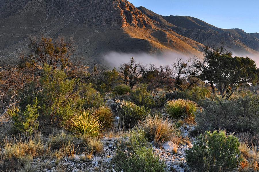 Sunrise Photograph - Fog At Sunrise - Guadalupe Mountains by Stephen Vecchiotti Sunrise Photograph - Fog At Sunrise - Guadalupe Mountains by Stephen Vecchiotti