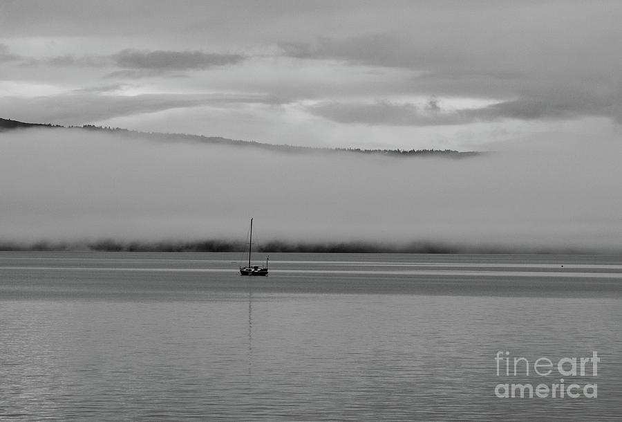Fog Bank And A Boat Photograph