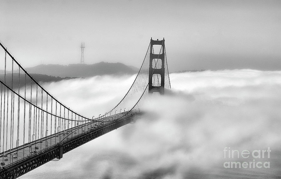 San Francisco Photograph - Fog Covers Golden Gate Bridge SF by Chuck Kuhn