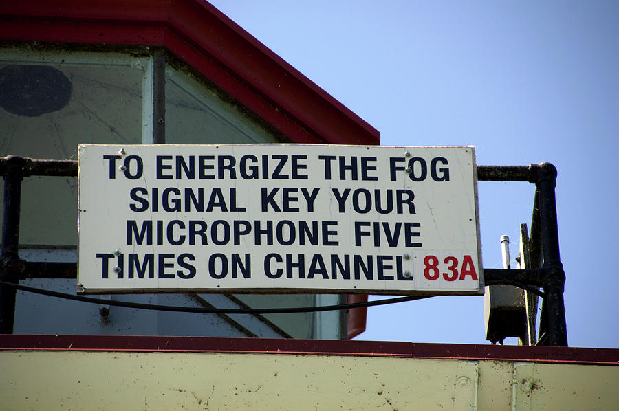 Fog Horn Signage Kewaunee Pierhead Lighthouse Wisconsin Photograph by Thomas Woolworth