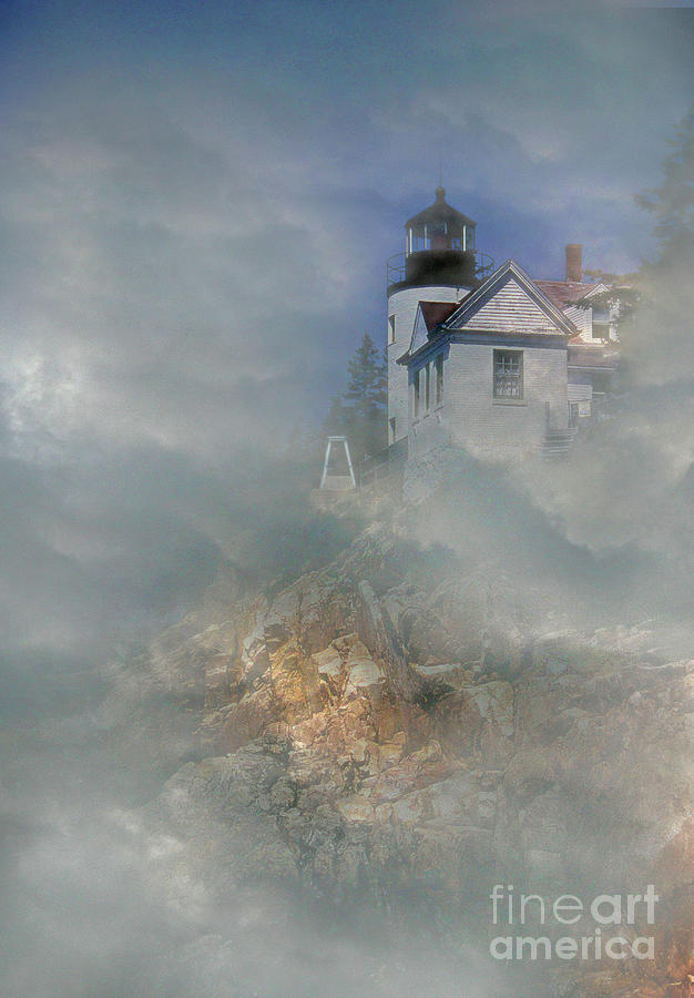 Fog On Bass Harbor Lighthouse Photograph by Skip Willits