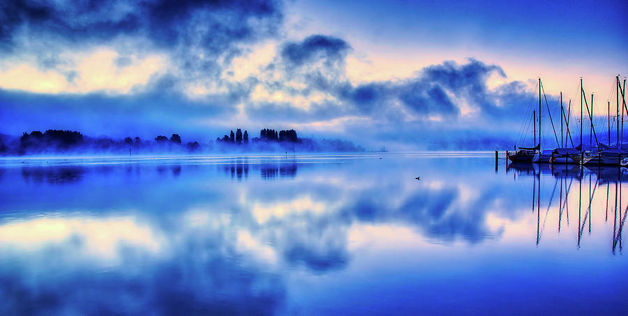Boat Photograph - Fog On Lake Constance by Mountain Dreams
