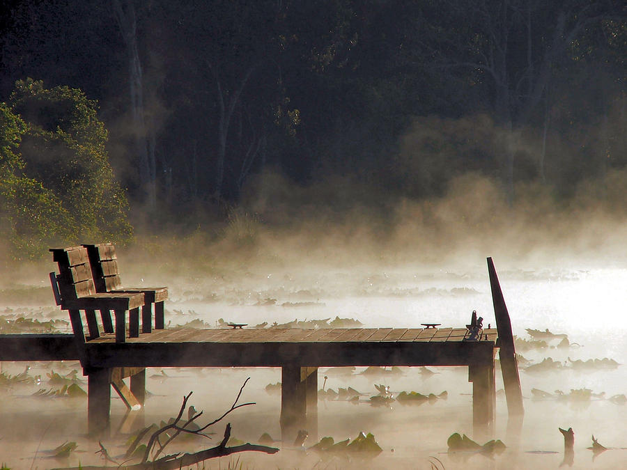 Water Photograph - Fog on Lake Jeffords by Judy Waller Water Photograph - Fog on Lake Jeffords by Judy Waller
