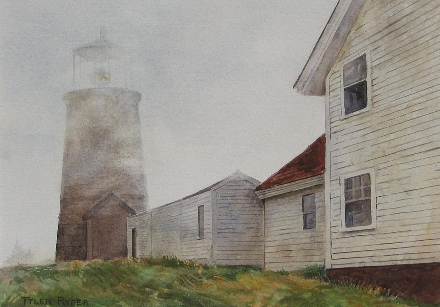 Lighthouse Painting - Fog on Monhegan by Tyler Ryder