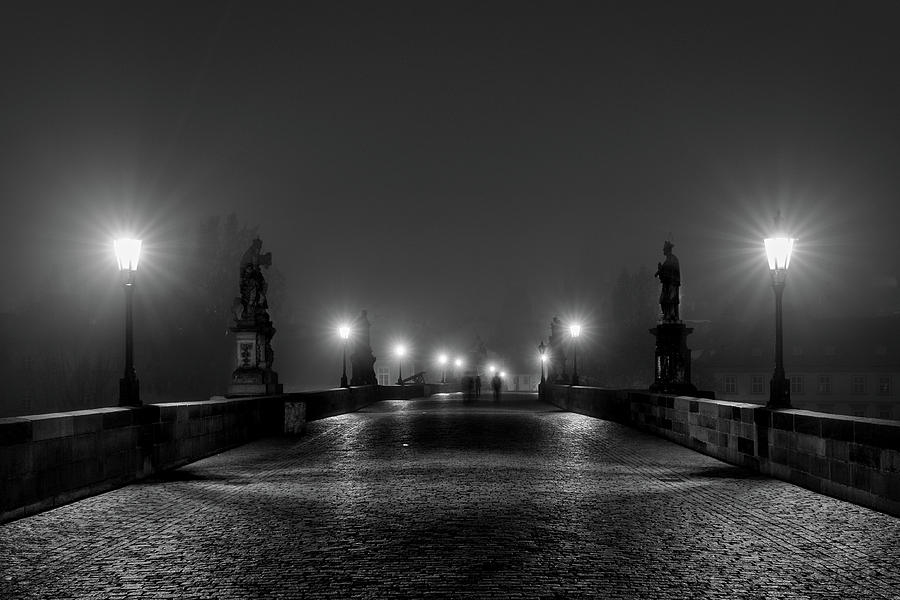Fog on the Charles Bridge - Prague Photograph by Stuart Litoff