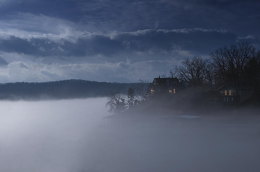 Fog on the Lake - Dawn at the Lake of the Ozarks, Missouri Photograph by Mitch Spence