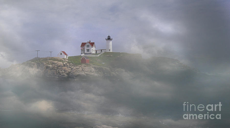 Fog On The Nubble Photograph by Skip Willits