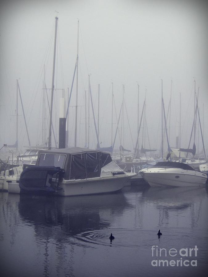 Boat Photograph - Fog on the Rhine 2 by Sarah Loft