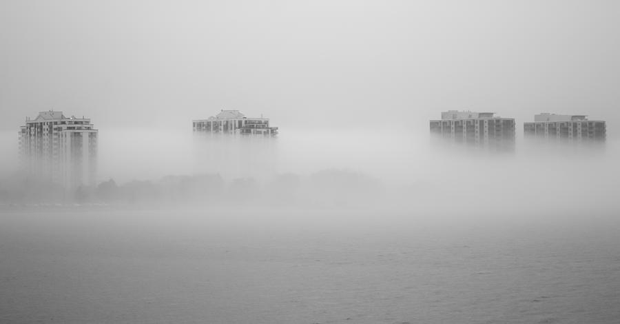 Summer Photograph - Fog over Lake Simcoe by James Canning