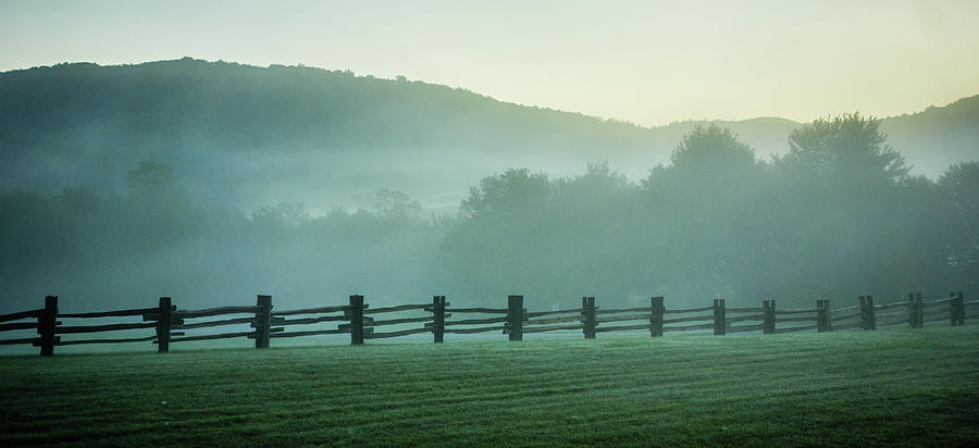 Fog Rolling Through Blue Ridge Parkway Farm Lands Photograph by Alex Grichenko