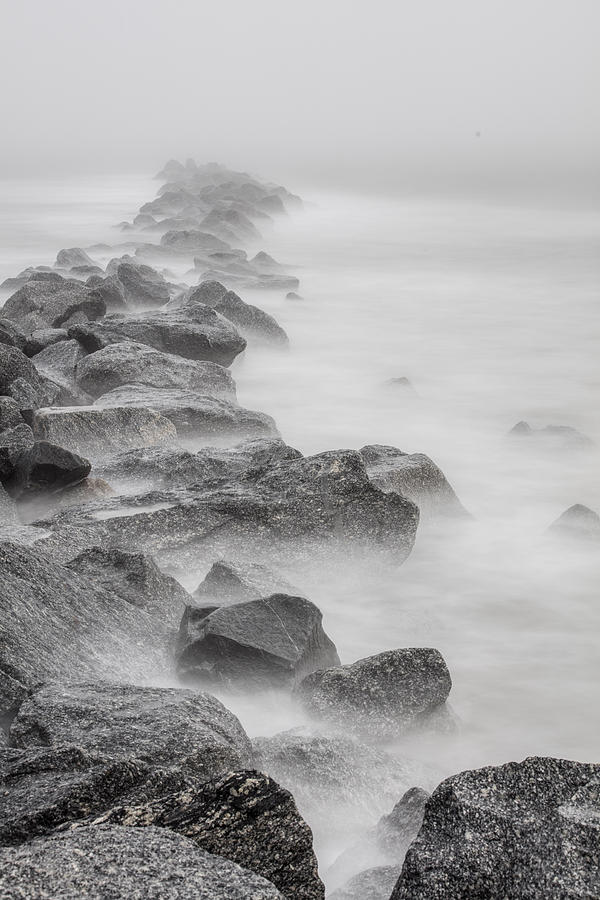 Foggy Atlantic Ocean Rocks  Photograph by John McGraw