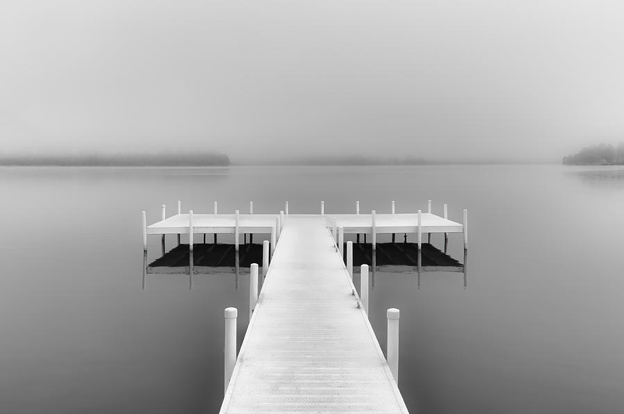 Foggy August Lake b/w Photograph by Greg Jackson