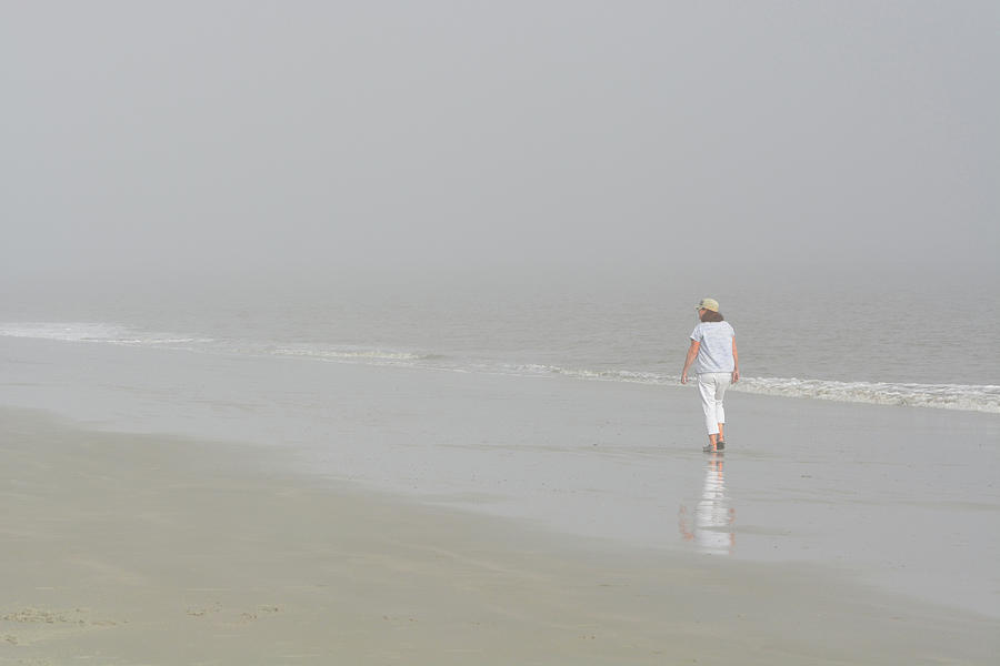 Foggy Beach Walk Photograph by Jerry Griffin