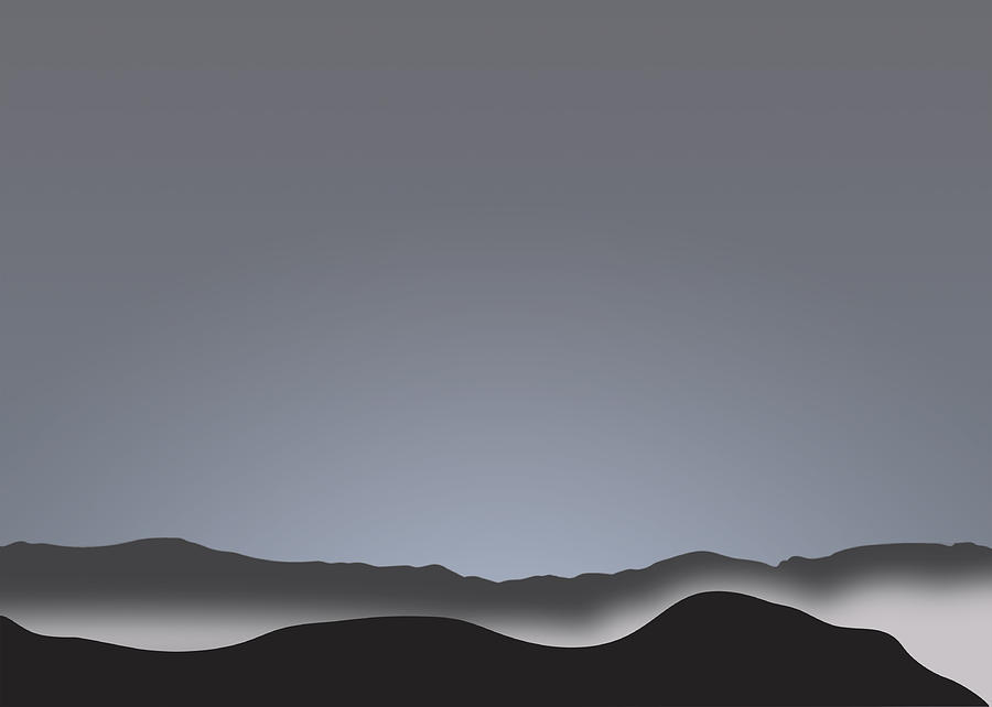 Foggy Black Mountain Range at Dusk Digital Art by Stan  Magnan