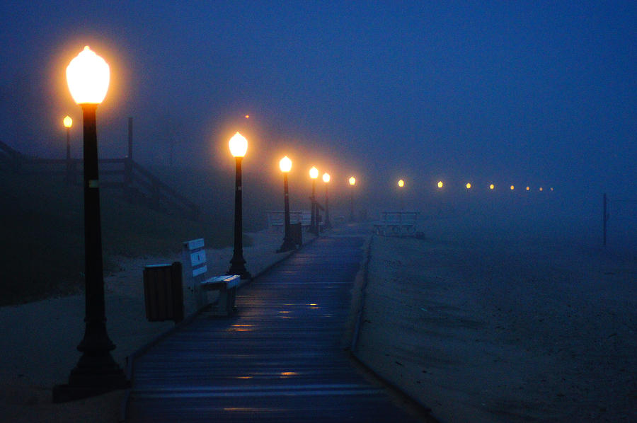 Foggy Boardwalk Blues Photograph by Bill Pevlor
