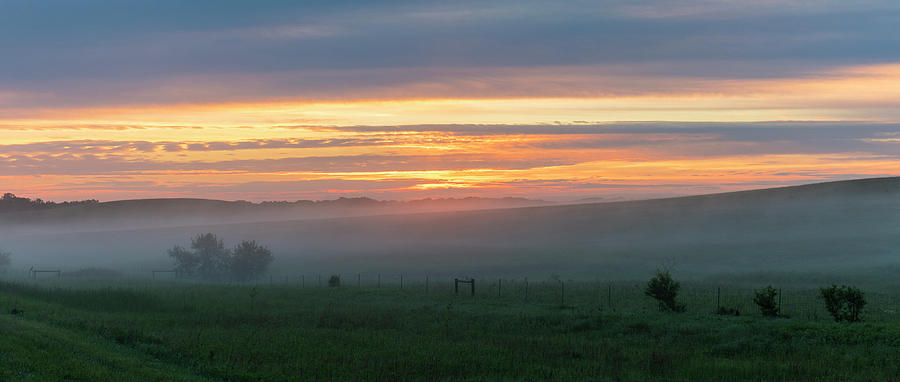 Foggy Dawn in the Flint Hills Photograph by David Drew