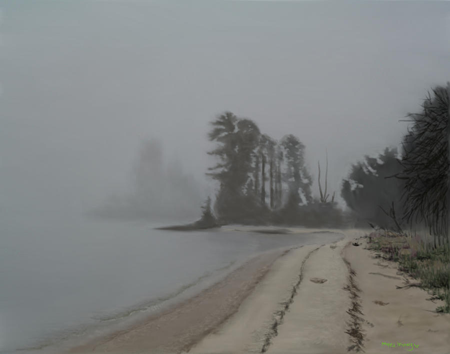 Foggy day on the James river Painting by Myke Irving Foggy day on the James river Painting by Myke Irving