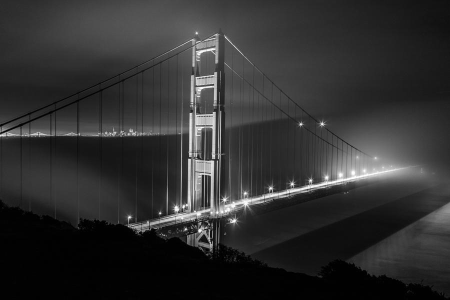 Foggy Golden Gate Bridge Black and White   Photograph by John McGraw