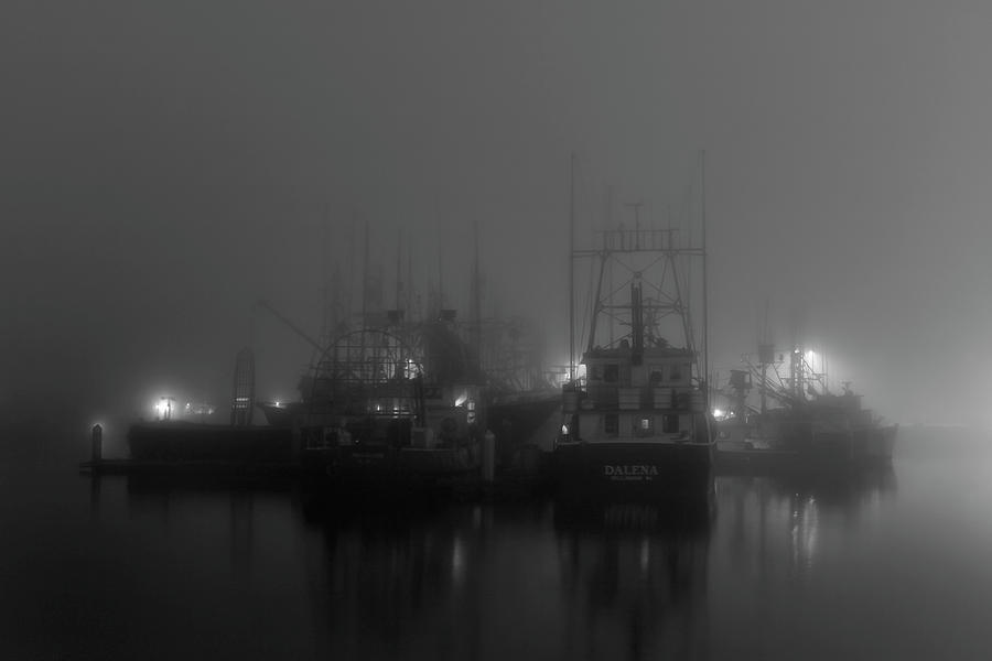 Foggy Harbor - Black and White Photograph by American Landscapes