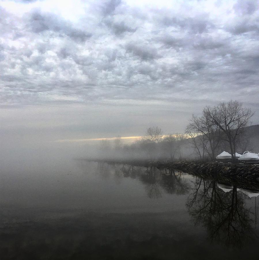 Foggy Photograph - Foggy Hudson River Shore by Kelly Schulze