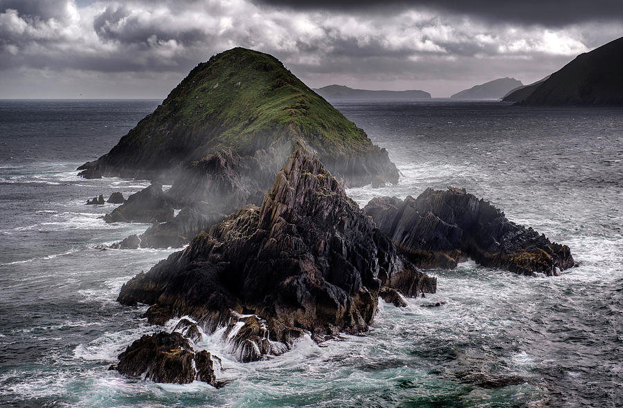 Mountain Photograph - Foggy islands in western Ireland by Jaroslaw Blaminsky