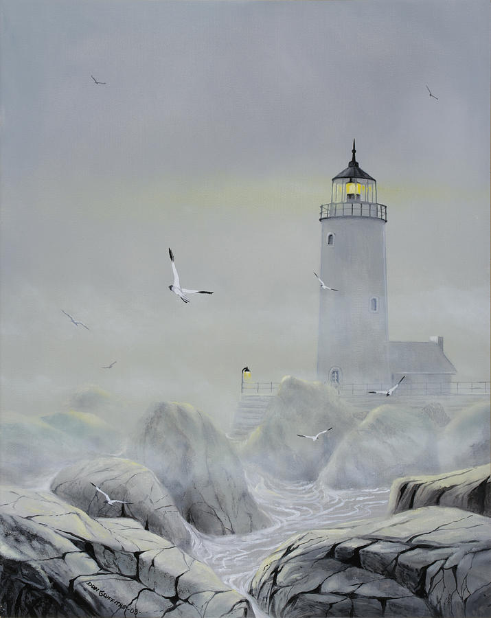 Lighthouse Painting - Foggy Light by Don Griffiths