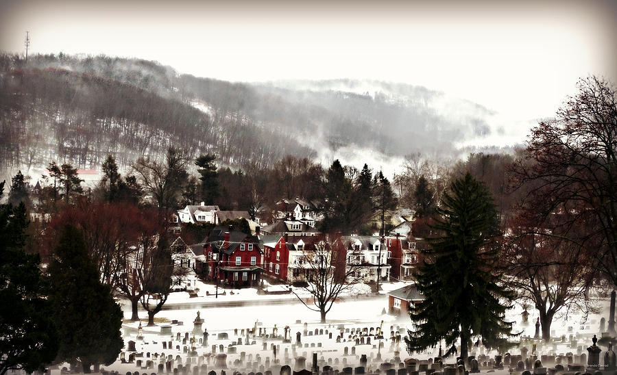 Winter Photograph - Foggy Little Town by Dark Whimsy