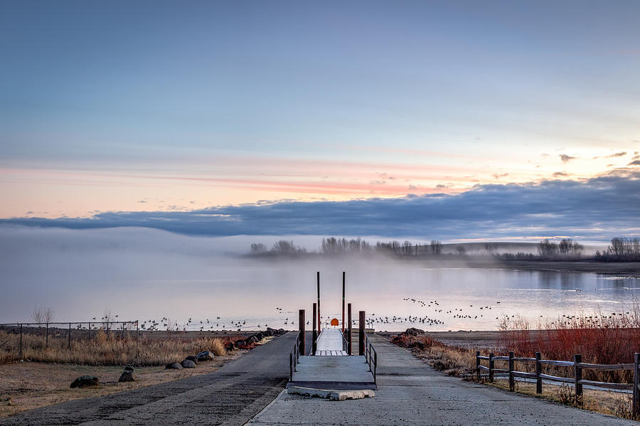 Foggy Manns Lake Photograph by Brad Stinson