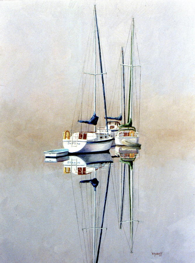 Sailboats Painting - Foggy Morn by Karol Wyckoff