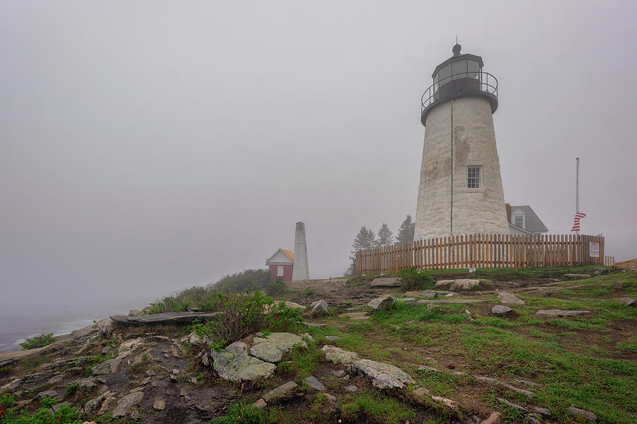 Lighthouse Photograph - Foggy Morning at Pemaquid Point by Rick Berk