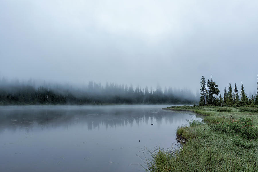 Foggy Morning at Reflection Lake Photograph by Belinda Greb
