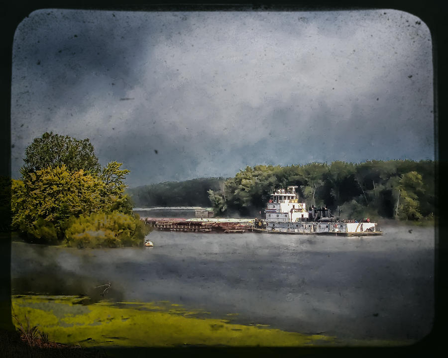 Landscape Photograph - Foggy Morning at the Barge Harbor by Al  Mueller