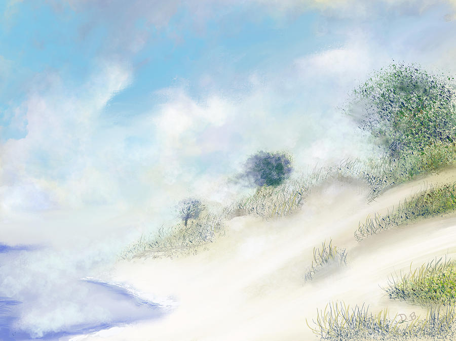 Foggy Morning at the Dunes Digital Art by Dick Bourgault