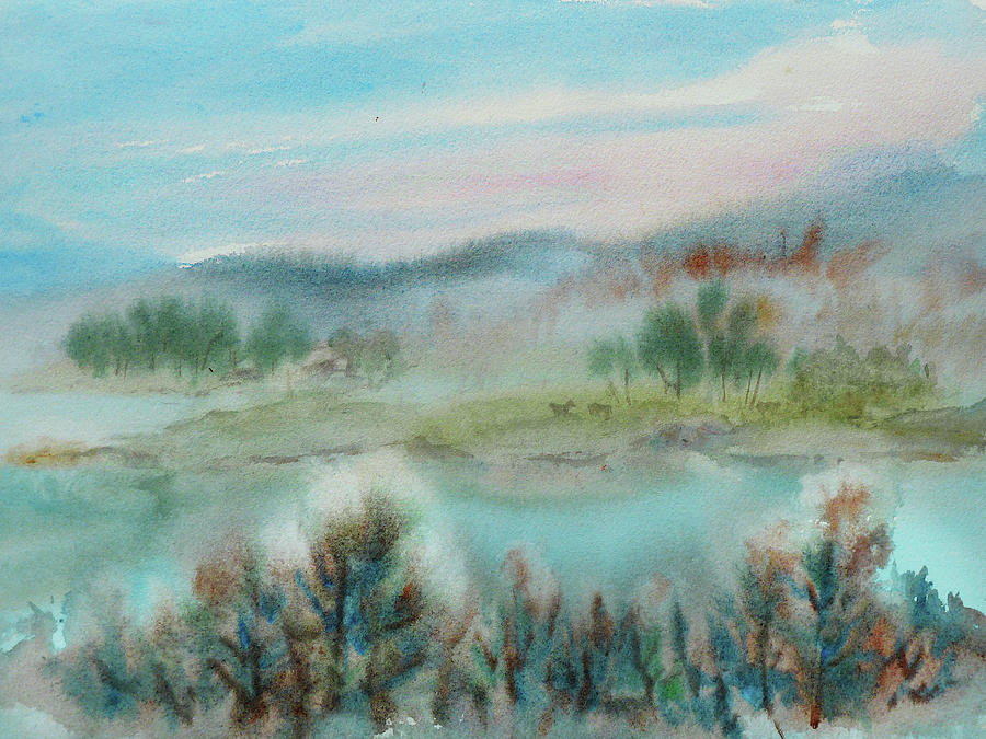 Foggy Morning Painting by Xueling Zou