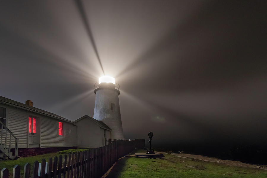 Foggy Night at Pemaquid Point Lighthouse Photograph by Kristen Wilkinson